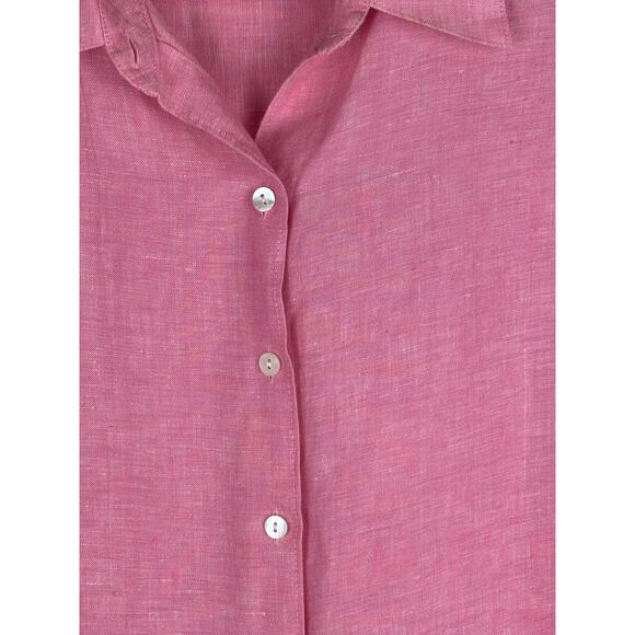 L.L.Bean Pink 3/4 Sleeve Linen Button Down Shirt Size Large - Picture 3 of 8